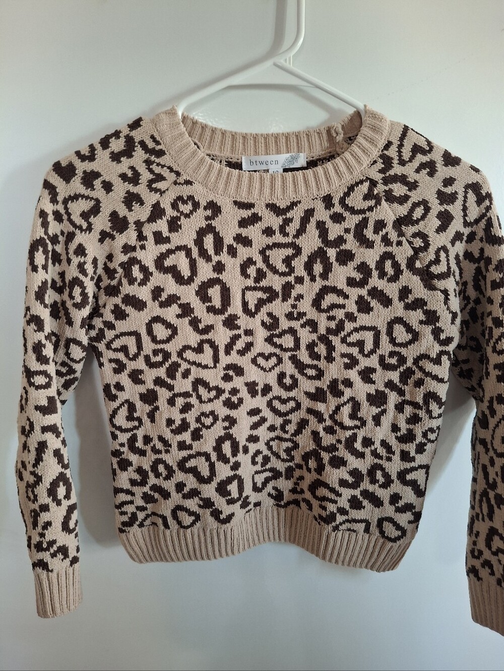btween Beige and Brown Leopard-Print Crewneck Sweater